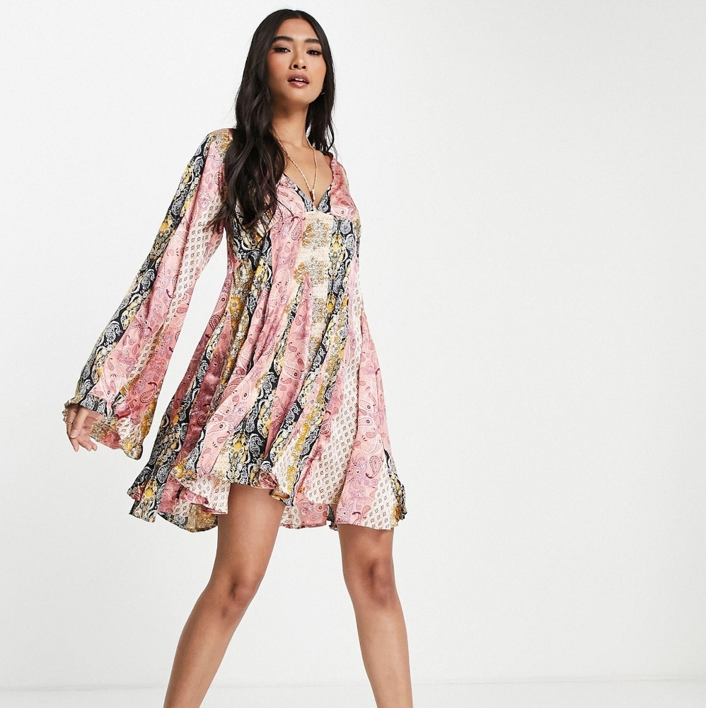 ASOS DESIGN 70s Mix Print Mini Dress